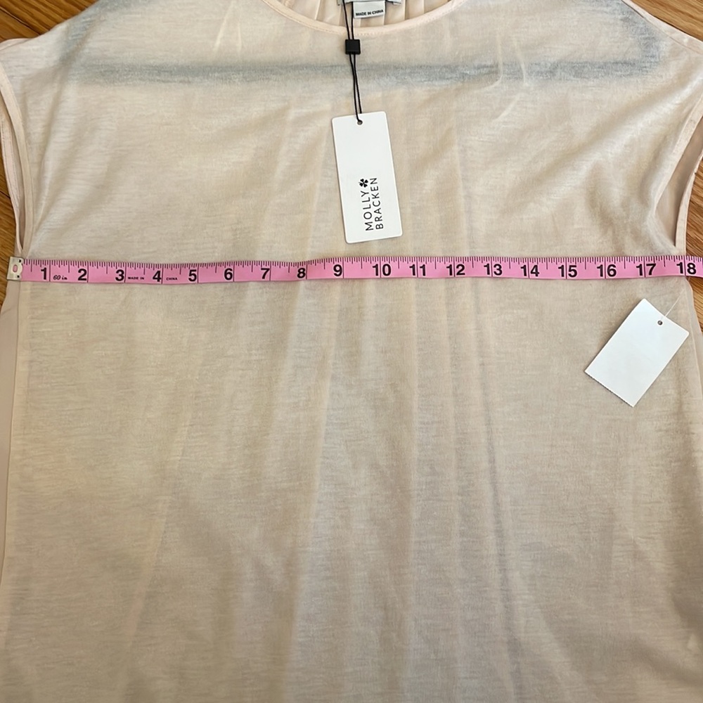 Molly Bracken Knit Top w Pleated Back and Lace Detailing, Cream, sz XS - Picture 14 of 15